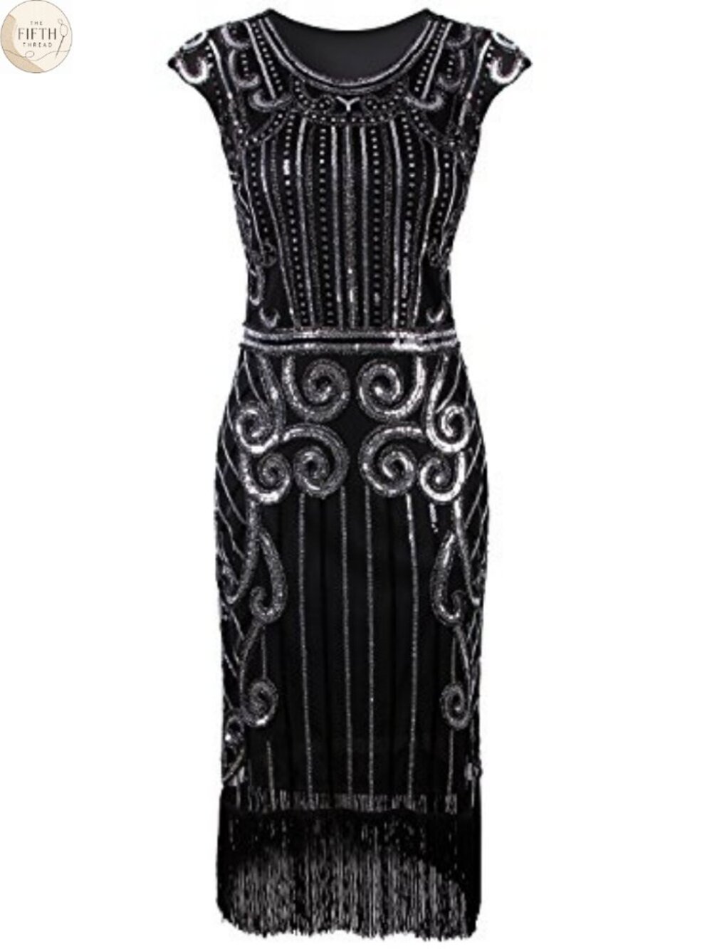 Vintage 1920s Sequin Fringe Flapper Gatsby Dress